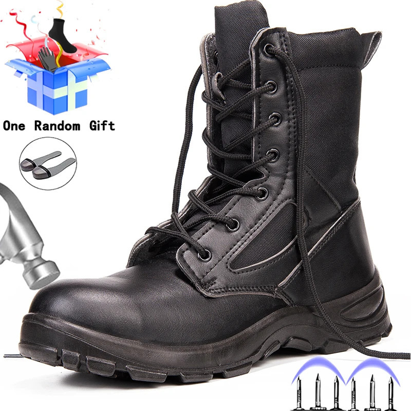 Mens Boots Safety Shoes Men Steel Toe Shoes Winter Boots Men PunctureProof Work Shoes Plush Warm Work Safety Boots Male Shoes251020