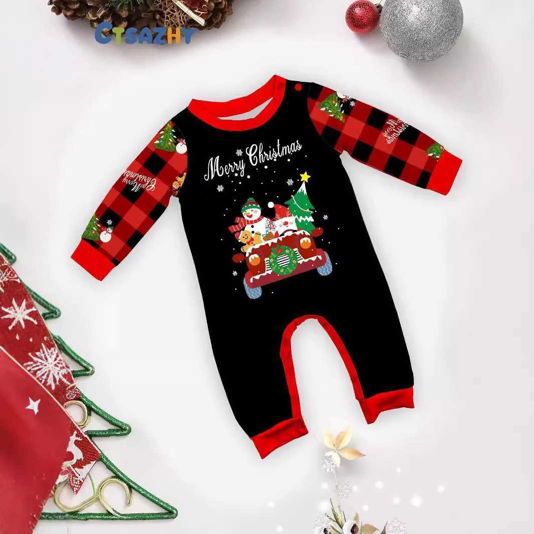 European and American style childrens clothing adult parentchild clothing car snowman Christmas tree print home wear pajamas L251021HPZY