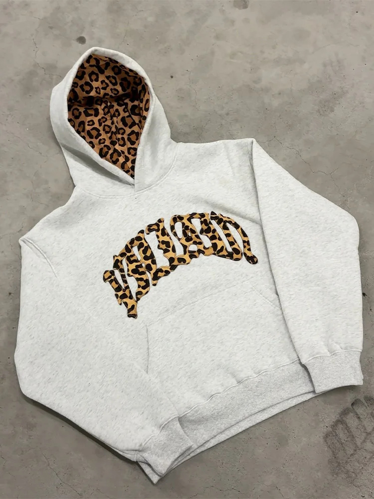 2025 Y2K trendy highquality crossborder leopard Embroidered casual sports mens and womens hooded sweatshirt pants 251021