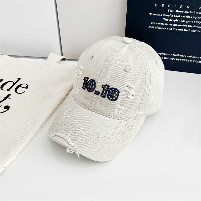 New Style Distressed Soft Top Washed Embroidered Letter Baseball Cap for Women Spring Summer Versatile Wide Brim Duckbill Cap for Women H251020