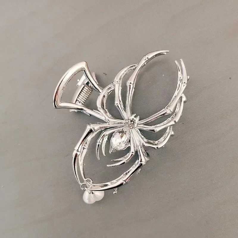 Halloween Spider Hairpin Pearl Charm Design Metal Gothpunk Hair Accessories Girls Holiday Hair Accessories Crab ClipW254021
