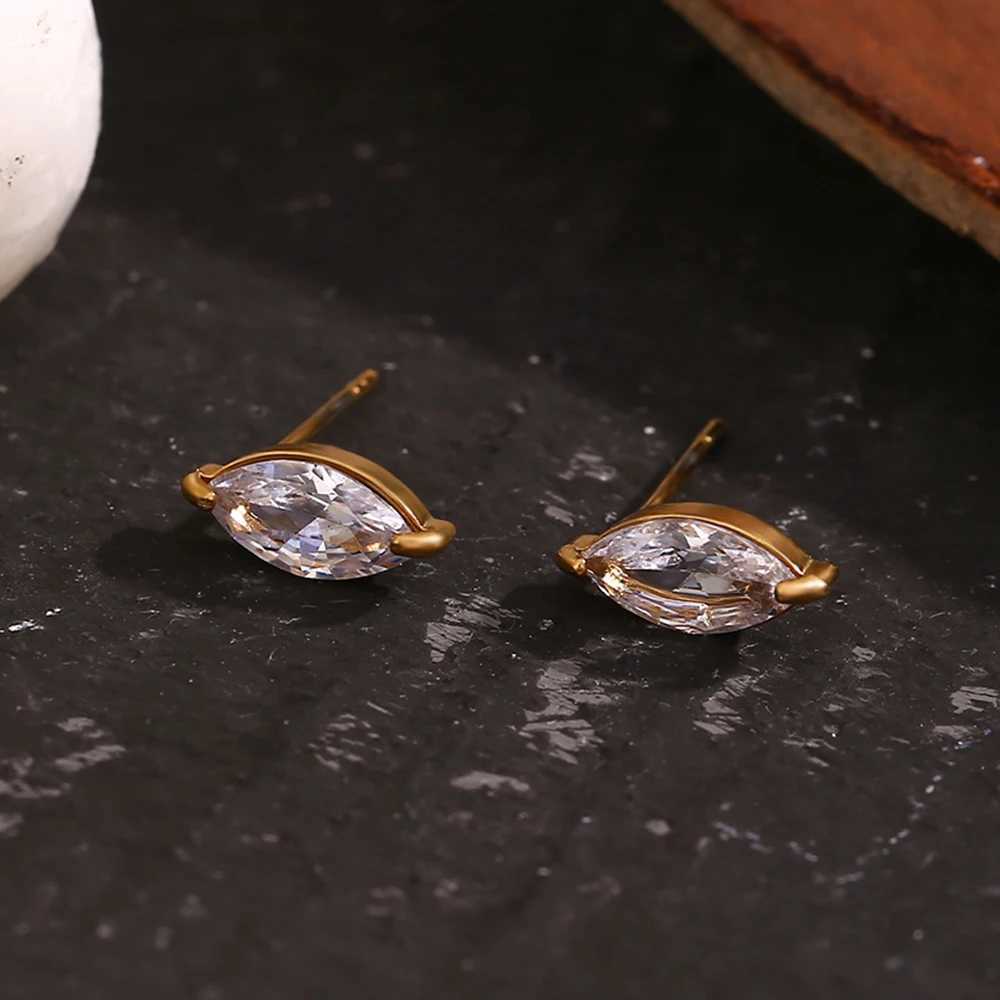 MamacitaSlay Delicate Zircon Flower Crown Horse Eye Stainless Steel Earrings Mini 18K Gold Plated Stud Earrings Fashion Jewelry J251021