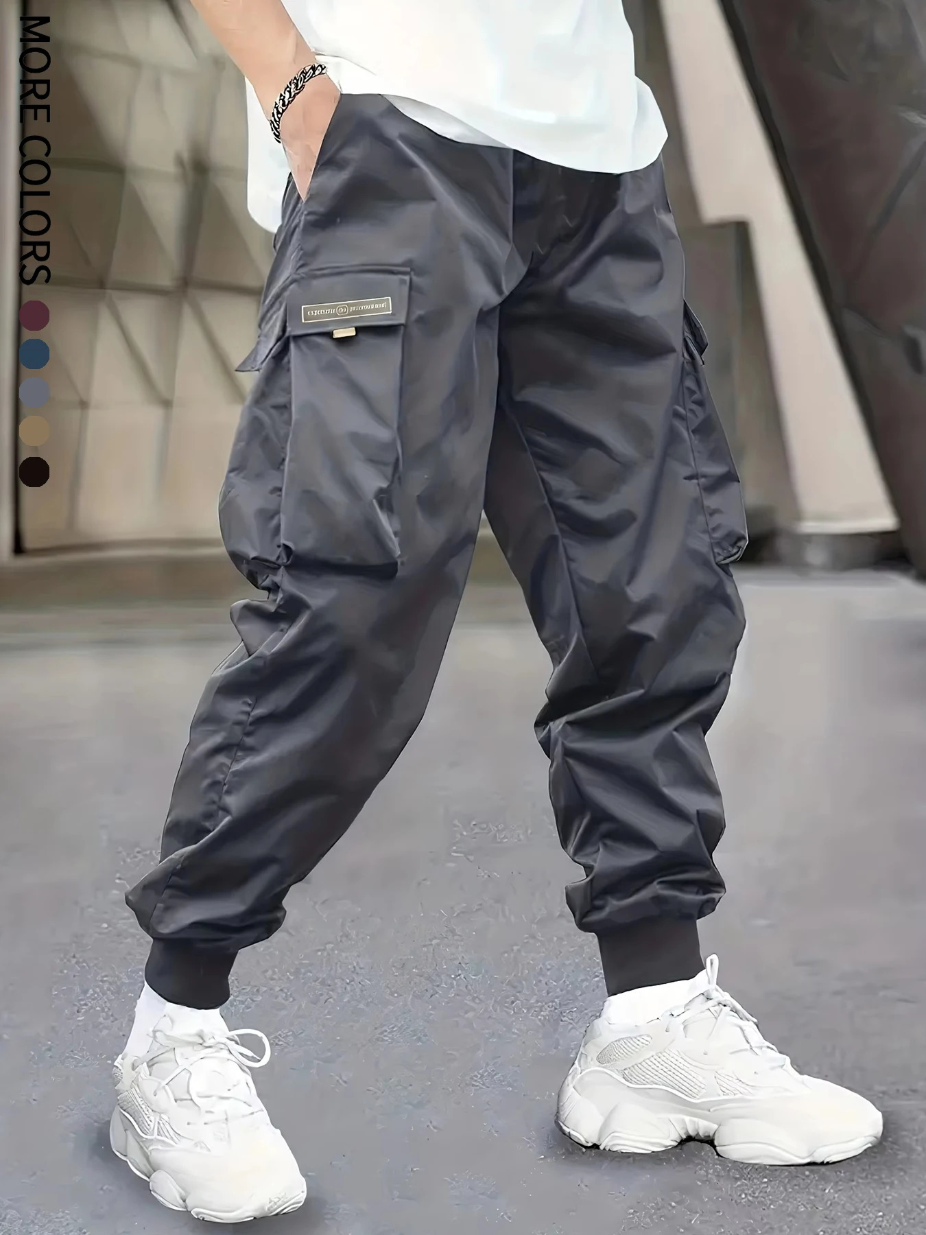 Mens Cargo Pants Casual Sporty Outdoor Large Pockets Lightweight Legging Cropped Slacks 06B 251017