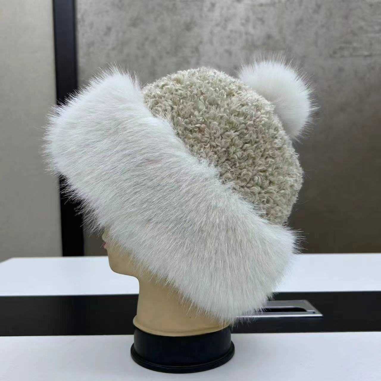 Winter New Fashionable Sheep Roll Anti Leather Grass Hat Princess Hair Thickened 2024 Warm Hat H251020