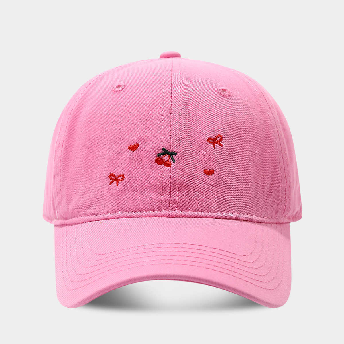 Artistic Fresh Fashion Baseball Cap for Women Trendy Cherry Bow Heart Pattern Duckbill Cap H251020