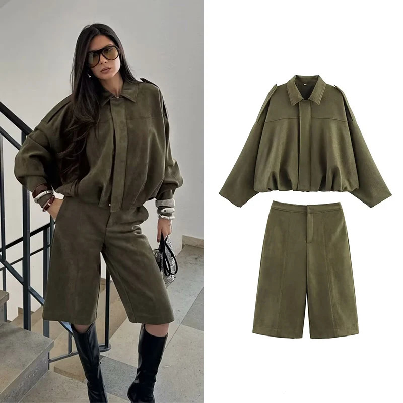 Women High waisted Casual Shorts And Fashion Loose Long Sleeve Jackets Coats Female Two Piece Sets Outfit 251021