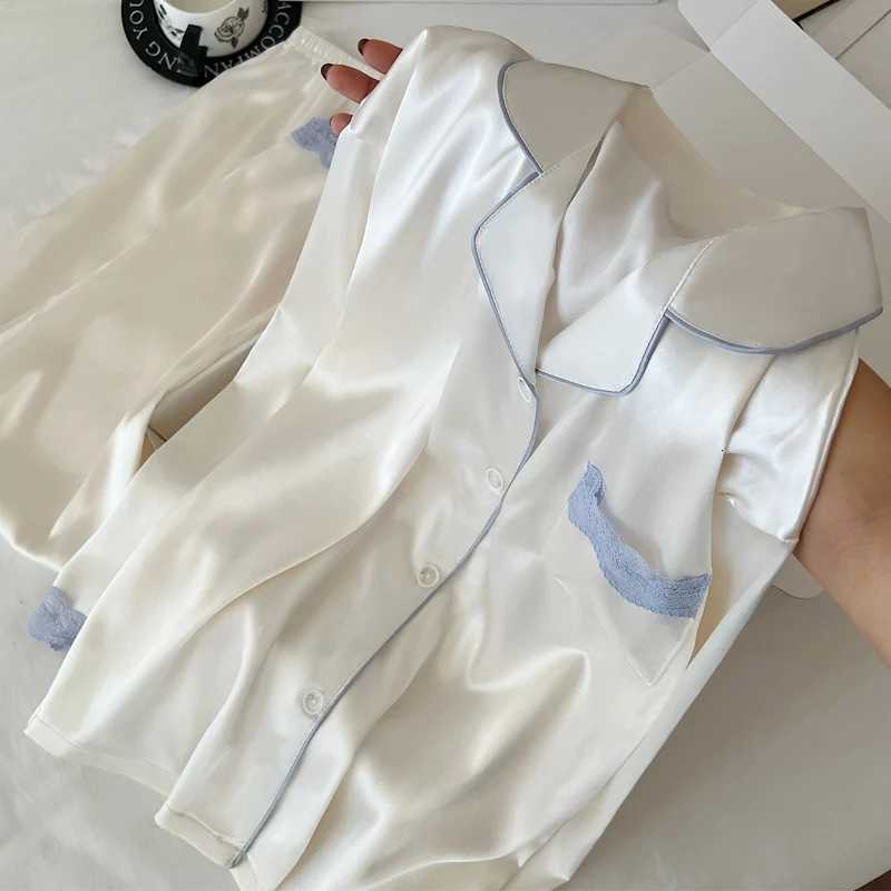 Korean Style Casual Print Womens Pajamas Fun Print Lace Solid Design 2 PC Set Pajamas Autumn Winter New 2025 Loungewear Fashion Y251104