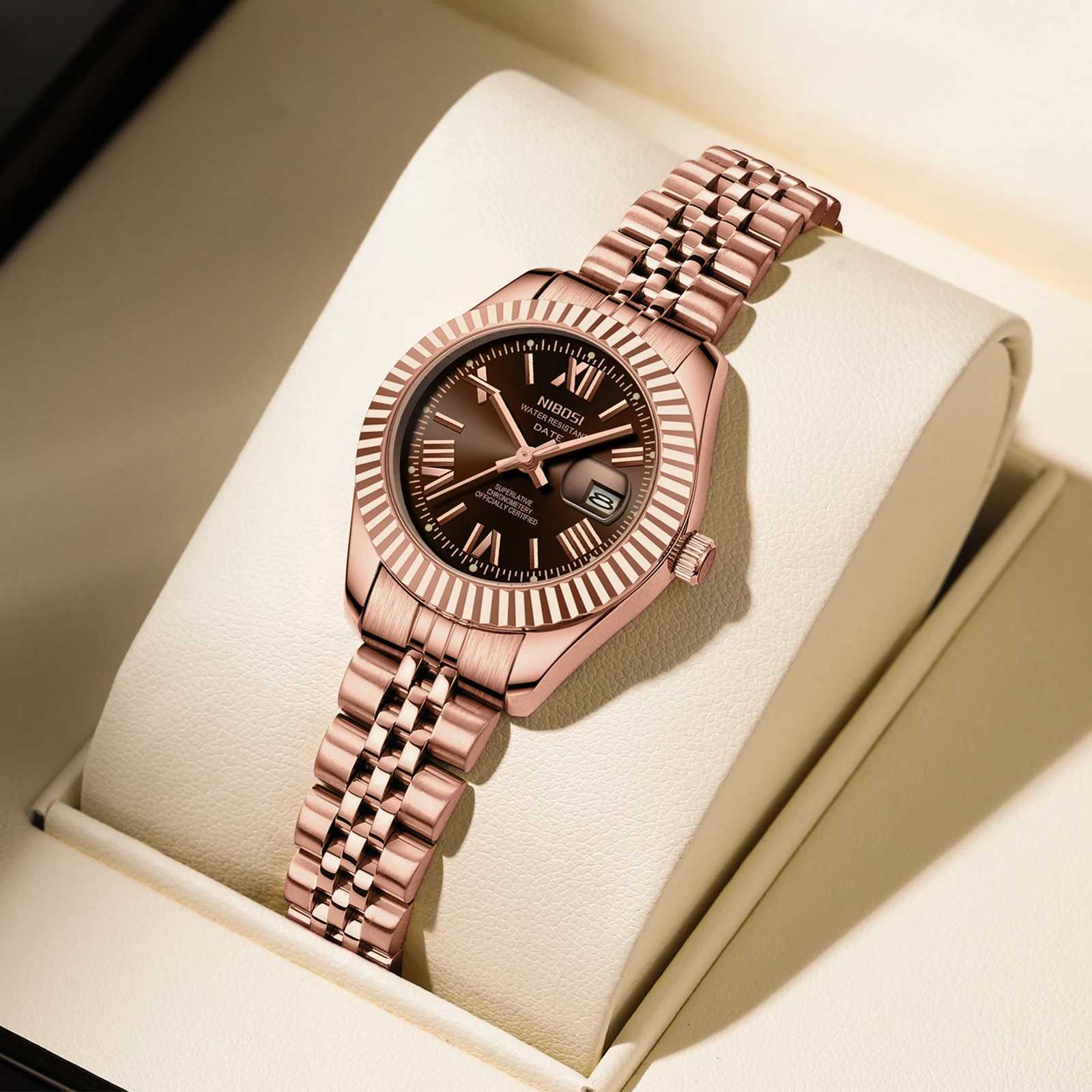 NIBOSI Womens Analog Quartz Waterproof Ladies Wrist es with Date Dainty Gold Fashion Luxury Stainl SteelXJ251021