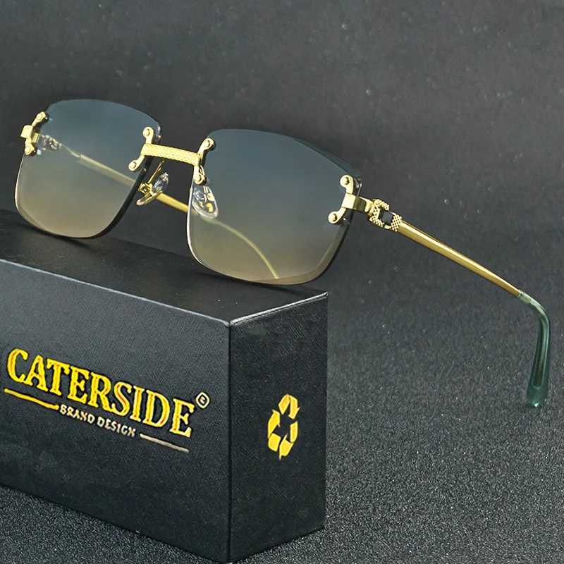 CATERSIDE Retro Rimless Square Sunglasses Men Women UV400 Small Gradient Sun Glasses For Men Popular High Quality Party Eyewear J251114
