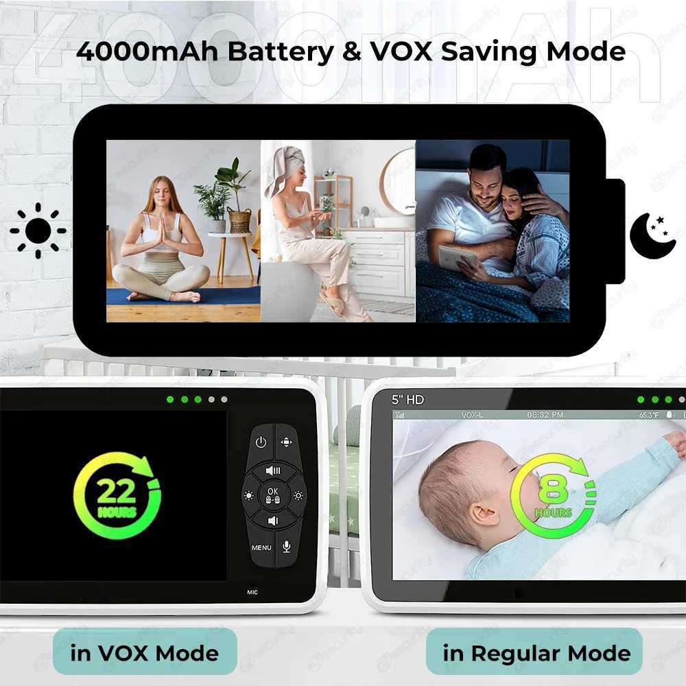 Baby Monitor with 2 Cameras 5 Inch SplitScreen Baby Phone with Camera and Audio PanTiltZoom Baby Camera No WiFi2Way Talk J251121