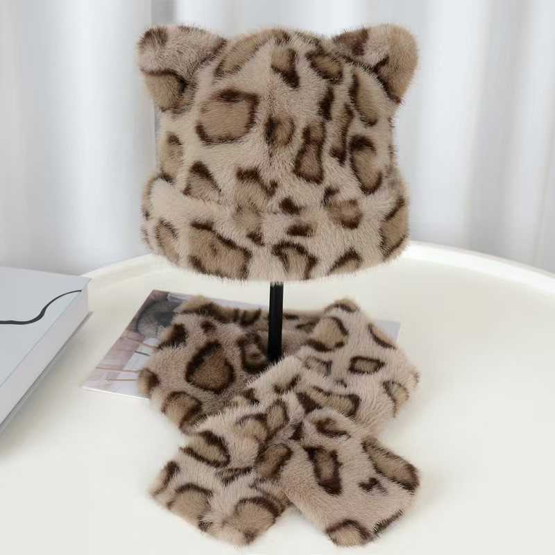 Winter Fur Leopard Print Versatile Scarf for Women Autumn and Winter Cross Neck Warmer H251020