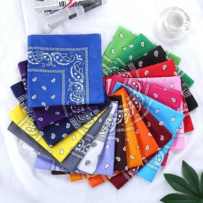 Fashion Hip Hop Bandana Kerchief Unisex Black Hair Band Neck Scarf Headwear Wrist Wraps Head Square Scarves Print Handkerchief W251021