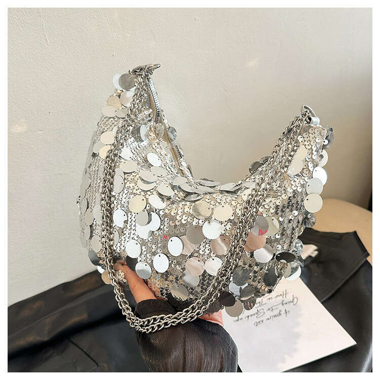 Sequin Crescent Personality Trend 2025 New Fashion Summer Stylish Large Capacity Chain Shoulder Crossbody Dumpling Bag