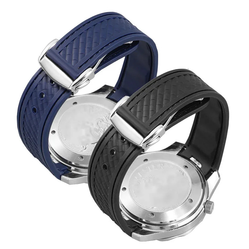 Rubber Watchband For Omega AT150 Diving watches straps Black Blue Silicone Watch Strap 20mm bracelet 251016