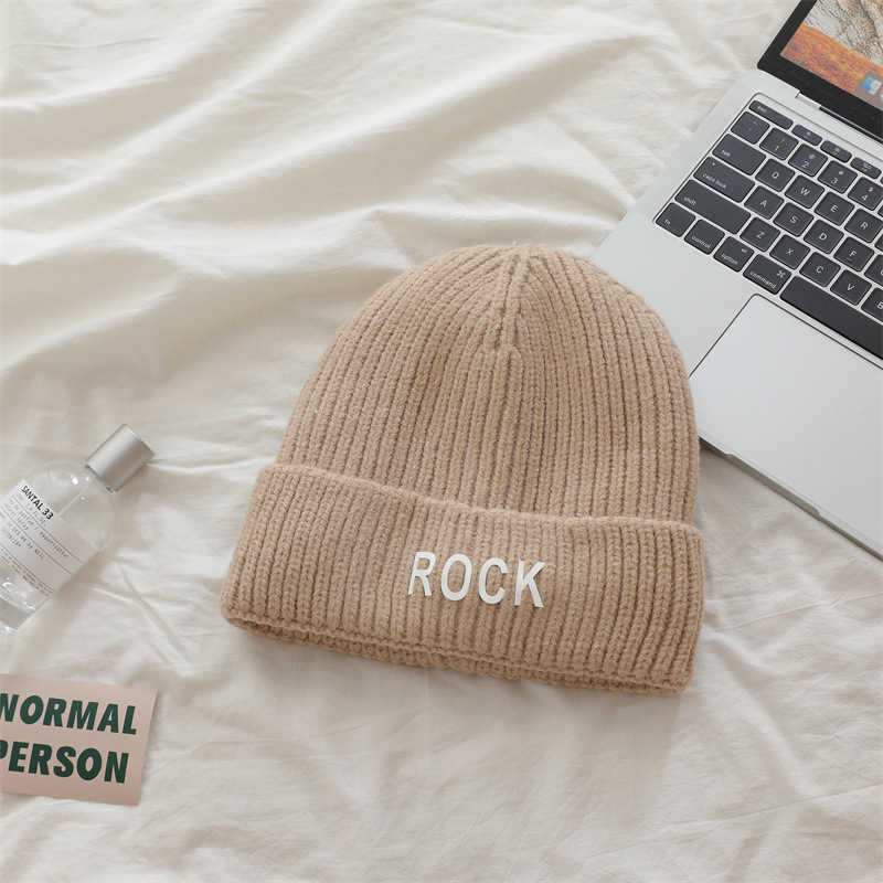 Style Letter Embroidered Wool Hat for Women Winter Fleecelined Thickened Warm Knitted Hat Autumn Winter Versatile Style H251020