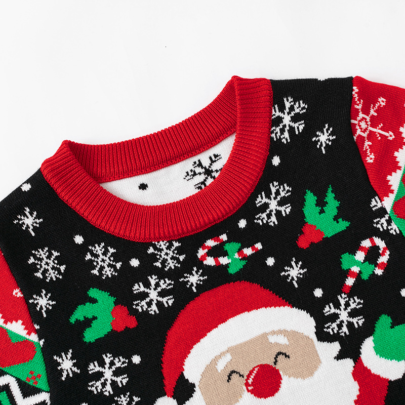 New European and American Children s Santa Claus Cartoon Striped Knitted Sweater Dress Foreign Trade Girls Autumn Dress