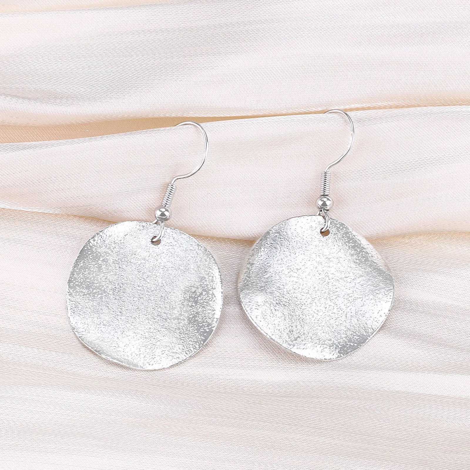 FTCY Irregular Round Drop Earrings for Women Simple Curved Frosted Allergy Resistant Piercing Earrings Jewelry J251021