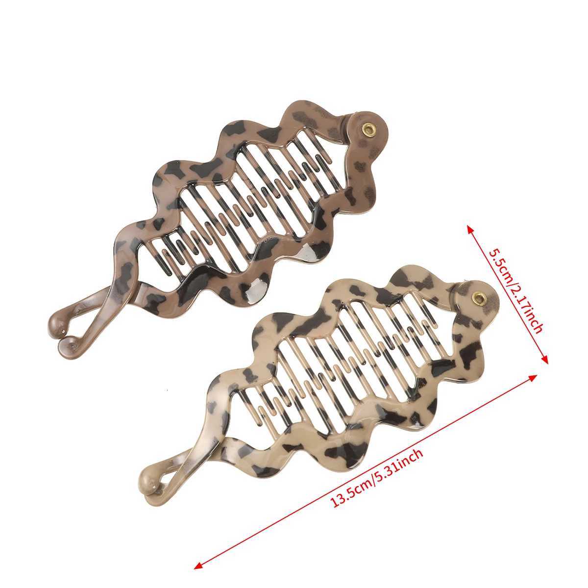 AWAYTR Leopard Fish Hairpin Handmade Banana Hair Clips Comb Clamp Girl Hair Accessories Festival Gift Valentine HeadwearW254021