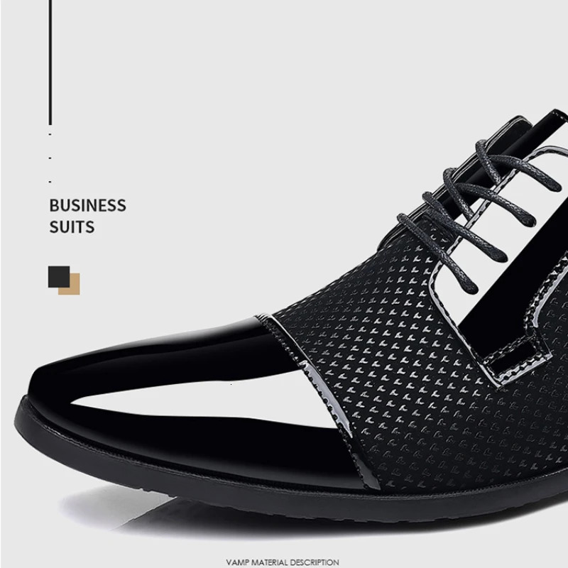 Business Leather Shoes for Men Oxford Breathable Patent Leather Formal Shoes Man Office Wedding Flats Dress shoes 251021
