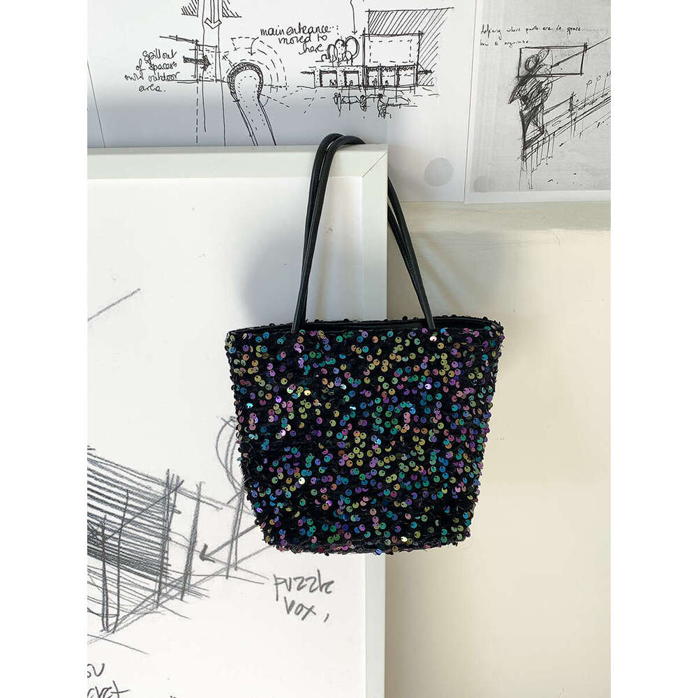 New Silver Sequin Niche Design Versatile Fashion Handbag Tote Stylish Chain Shoulder Crossbody Bag For Women B5