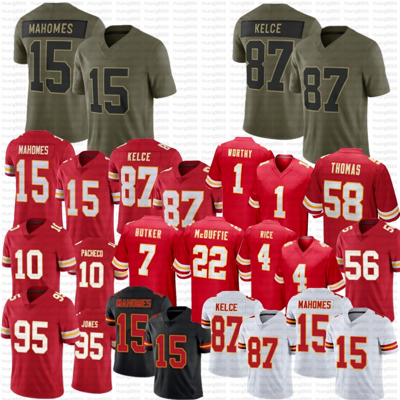 Patrick Mahomes Travis Kelce Football Jersey Butker Rashee Rice Chris Jones Isiah Pacheco Hopkins Karlaftis Xavier Worthy Jalen Royals McDuffie Thomas Humphrey