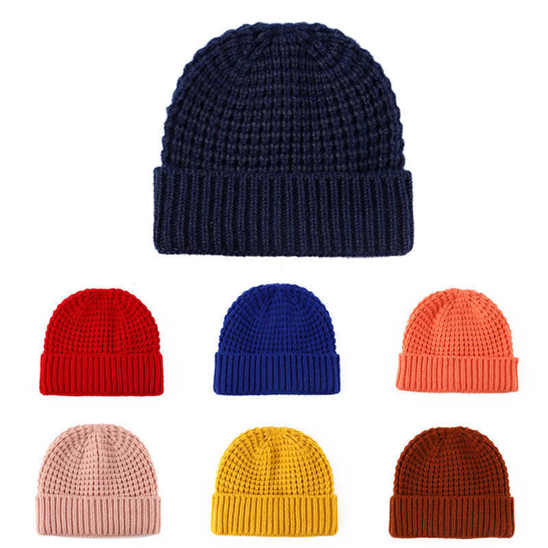 New Waffle Knit Hat Warm Ear Protection Breathable Knitted Hat Casual Versatile Autumn Winter Fashion Beanie H251020