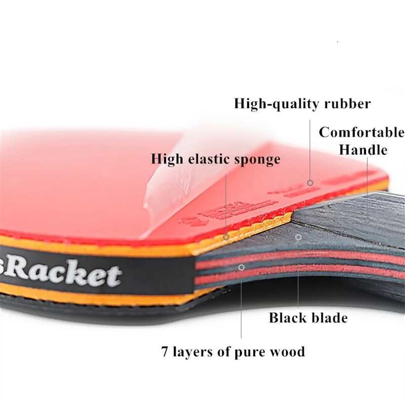 2PCS Professional 6 Star Table Tennis Racket Ping Pong Racket Set Pimplesin Rubber Hight Quality Blade Bat Paddle with Bag W251021