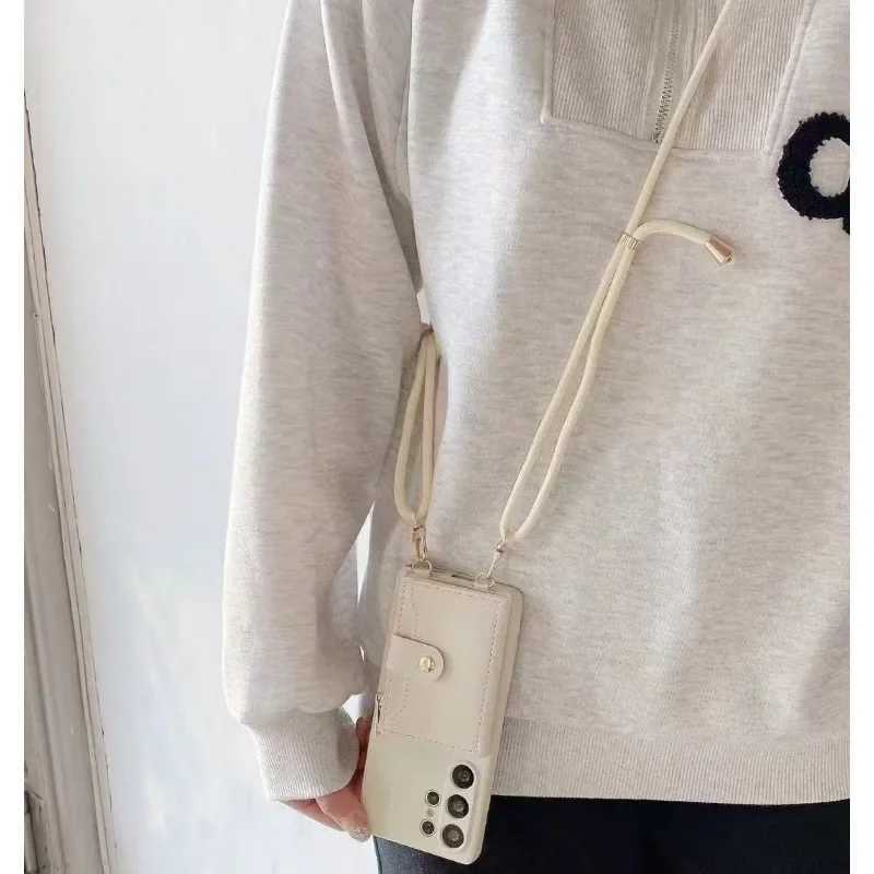 Card Holder Wallet Phone Case for Galaxy S25 S24 S23 Plus S22 Ultra S21 S20 FE Lanyard Strap Cord Crossbody Bag Cover J251114