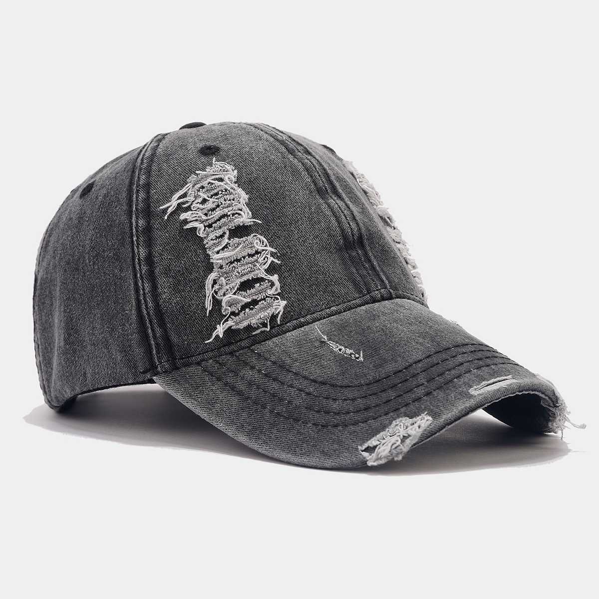 Denim Baseball Cap for Men Washed Distressed Couples Versatile Fashionable Duckbill Cap for Women Unique Sunshade Hat H251020
