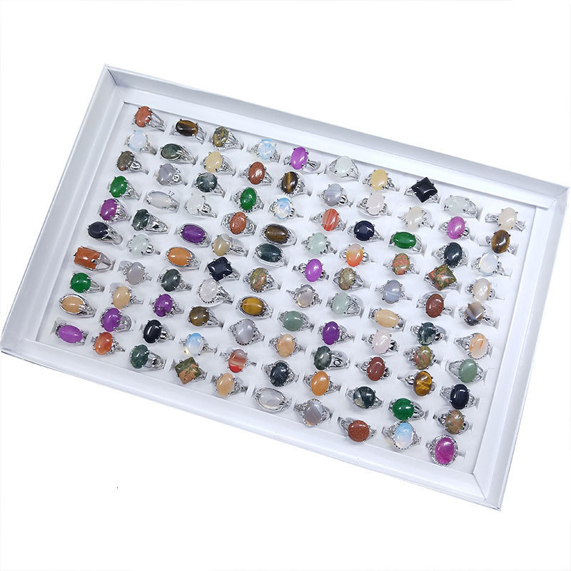 Wedding Rings TYM Mix Lot Natural Stone Rings Women's Ring Fashion Jewelry Bague 230713