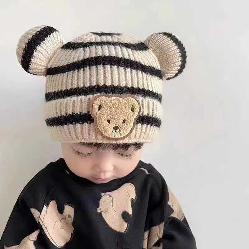 Baby Winter Hat Soft Stretchy Beanie with Cute Bear Ears Lightweight Warm Infant Toddler Hat for Boys Girls Thanksgiving J251021