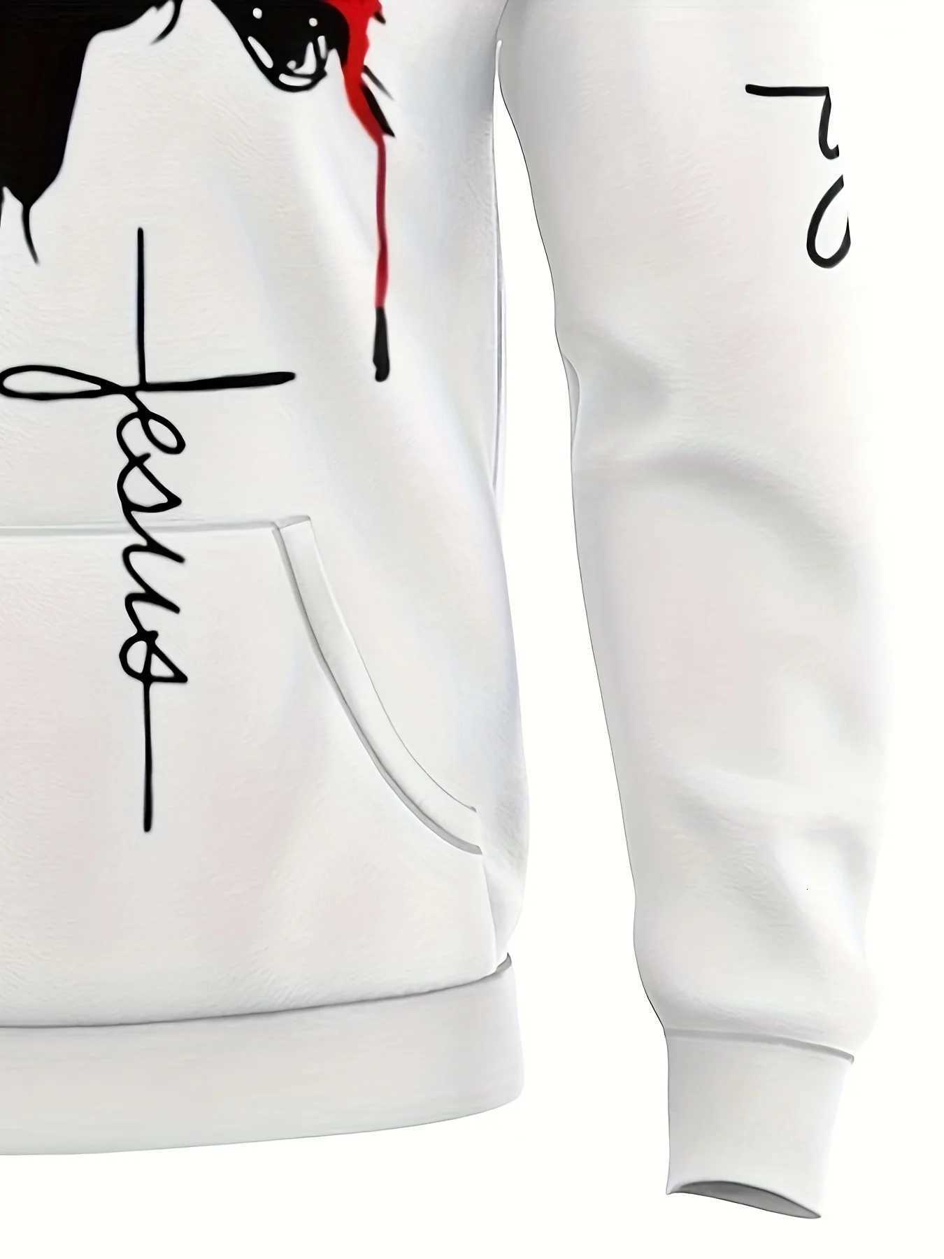 The new mens hoodie for the autumn of 2025 features a casual fashionable and sporty 3D Christ Jesus pattern print W251021