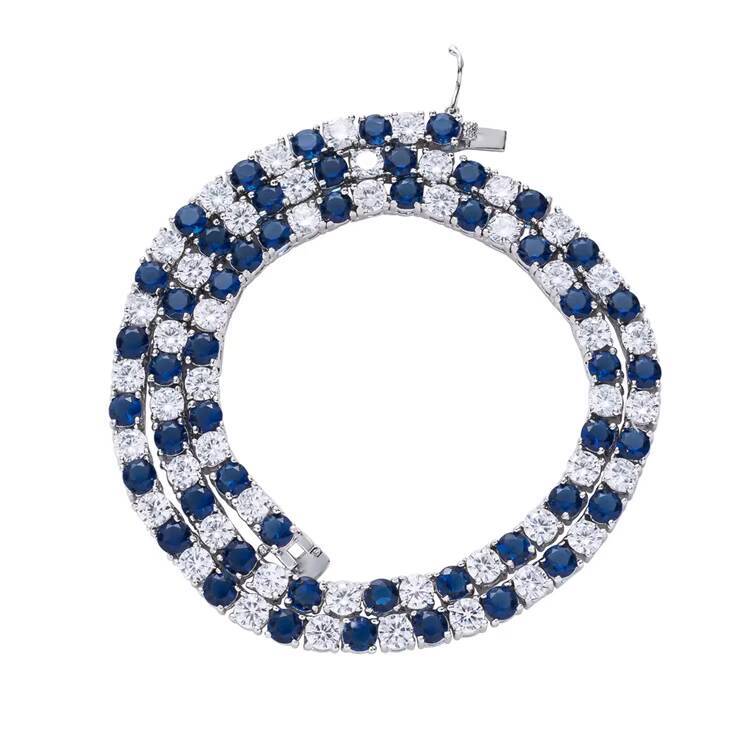 Hip Hop Style Moissanite Diamond Tester Sapphire Tennis Chain for Women and Men