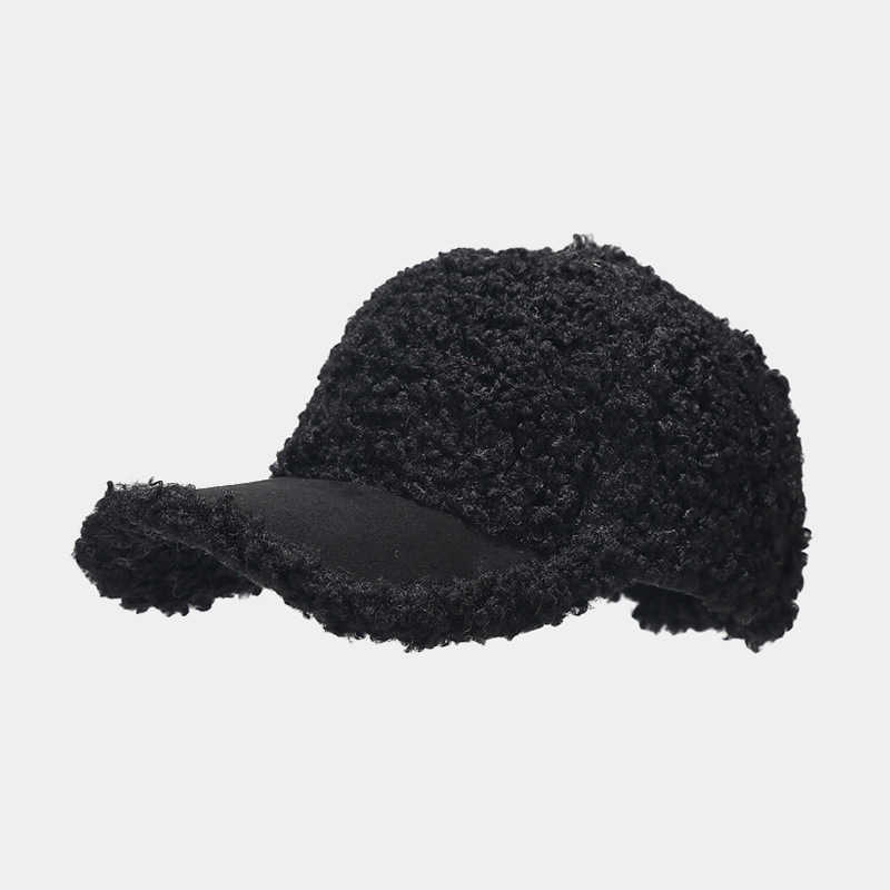 Autumn Winter New Lamb Wool Patchwork Baseball Cap for Women Simple Outdoor Windproof Sunshade Cap H251020