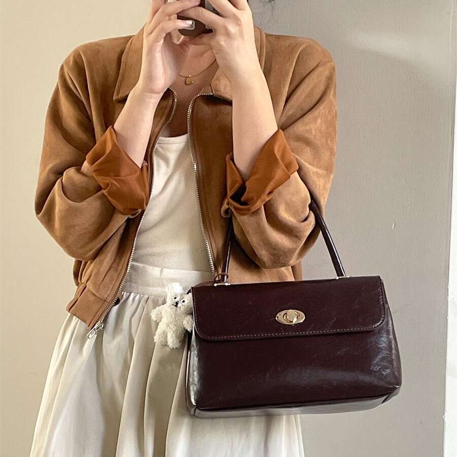 Square For Women, Elegant And Versatile Korean Style Crossbody Bag, Commuting High-End Fashion Single Shoulder Small Bag B5