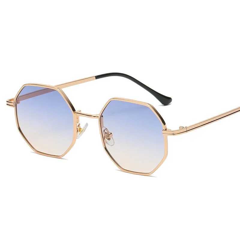 Polygonal Metal Retro Frame Women Sunglasses Universal Luxury Brand Design Mirror UV400 Sun Glasses J251114