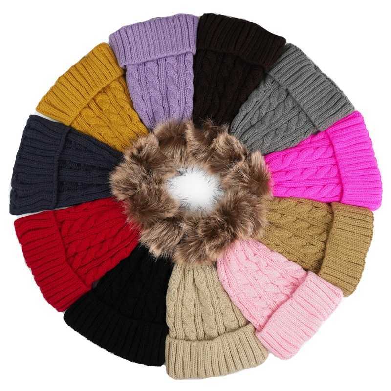 Autumn Winter Twisted Gray Ball Yarn Knitted Hat New Fashionable Warm Versatile Ear Protection Yarn Hat H251020