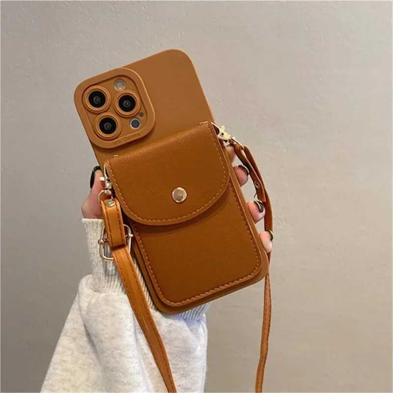 Fashion Wallet Crossbody Case for iPhone 17 15 14 13 16 Pro Max 12 11 X Xr Xs Plus Lanyard Card Bag Strap Shockproof Soft Cover J251114