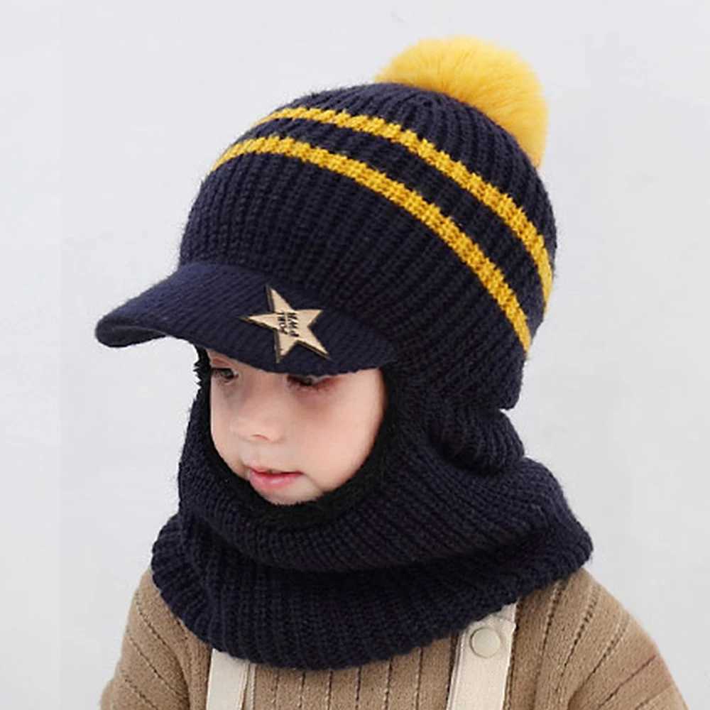 Kids Knitted Scarf And Hat Set Luxury Winter Warm Soft Crochet Hats And Scarves Beanie Caps For Boys Girls 28 Years J251021