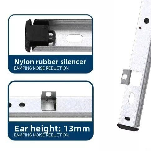 Damped Drawer Slides Thickened Three-Section Silent Ball Bearing Rails Cabinet Wardrobe Guide Rails