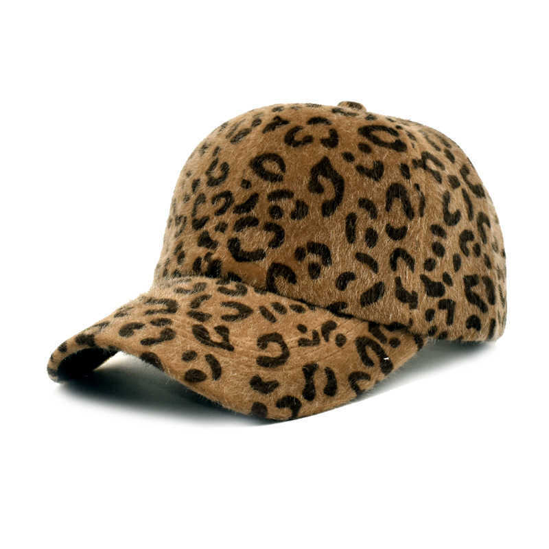 New Baseball Cap Female Leopard Pattern Autumn Winter Fashionable Fluffy Cap Hip Hop Outdoor Sunshade Hat H251020
