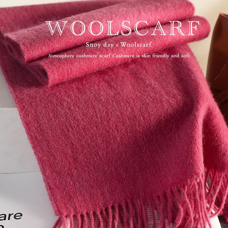100 Wool Scarf Wholesale Solid Color Scarf for Women Versatile Autumn and Winter Scarf Thicken Warm Shawl Simple Tassel Scarves 251016