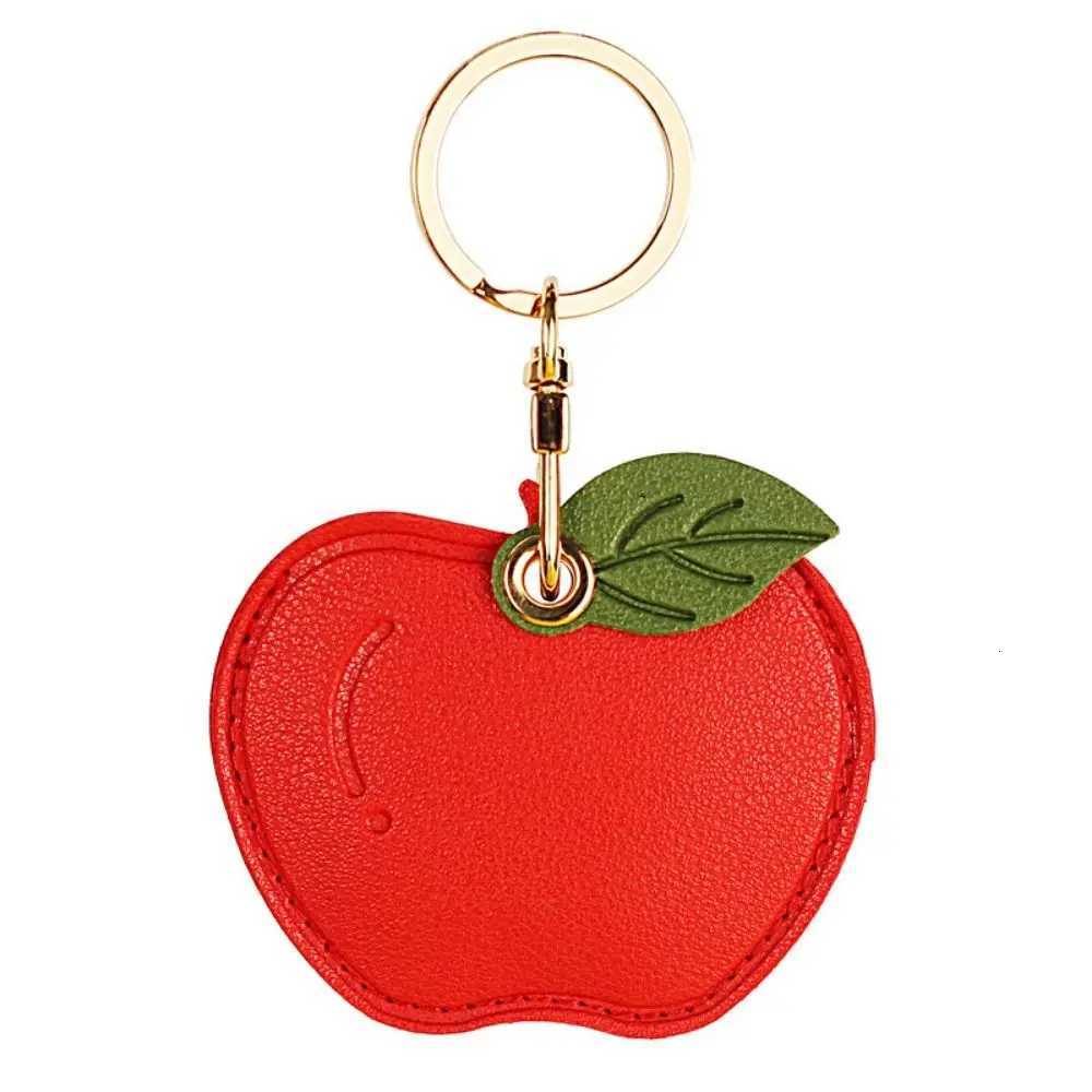 Fruit Green Leaves Leather Keychain Antilost Protective Cartoon Key Holder DIY Charms Cartoon Fruit PU Fruit Key Rings W251021