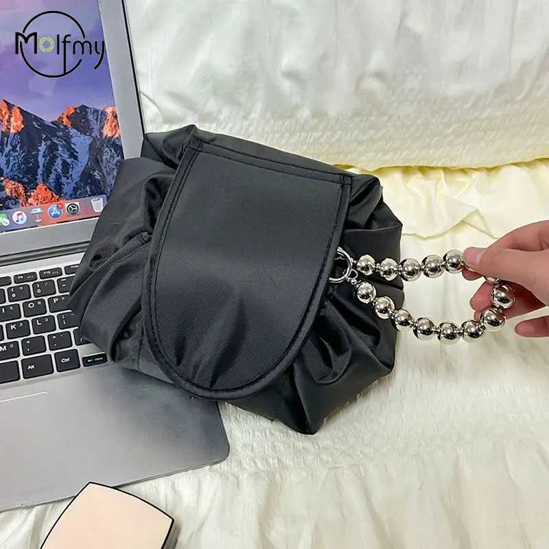 Drawstring Cosmetic Bag Travel Storage Pearl Makeup Bag Organizer Female Make Up Pouch Portable Waterproof Toiletry Beauty CaseW251021