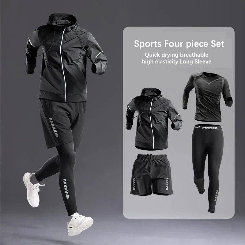 AllSeason Mens Sportswear SetSuit Tracksuit for Running Cycling Fitness Hikinggym clothing men jogging boxing5 pcs 251021