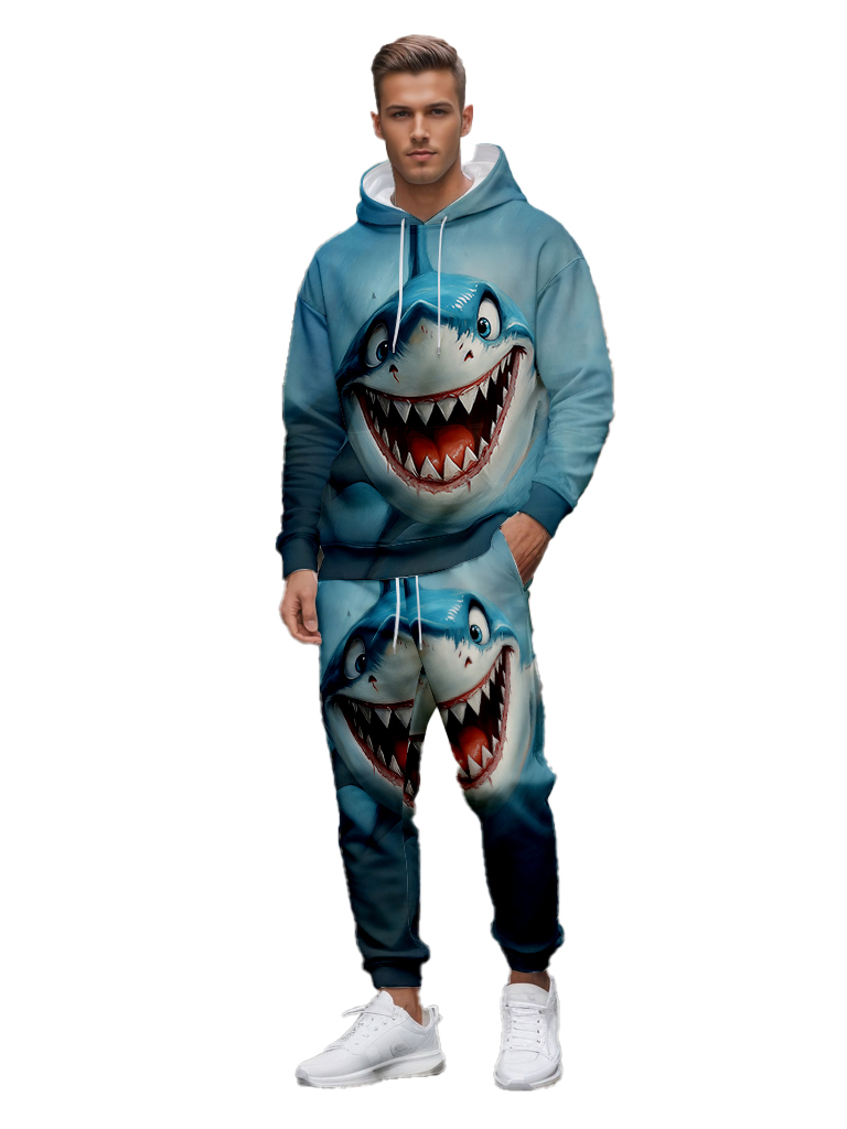 Men's Ankle-Length Knitted Hoodie Casual Outdoor Polyester Sweatshirt Gradient Color Print with Adjustable Drawstring - LMWY00172