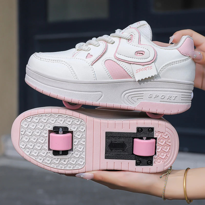 Laceup breathable walking shoes Girls twowheeled retractable sports roller skates for female students outdoors 251014