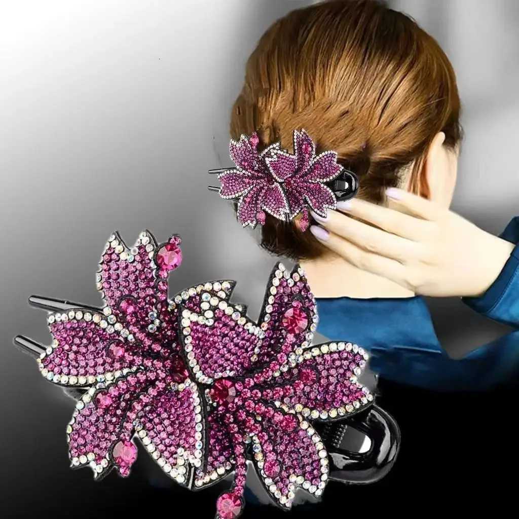 Women New Headwear Female Rhinestone Decorate Hairpins Headpiece Fashion Mothers Three Toothed Hair Clip AccessoriesW254021