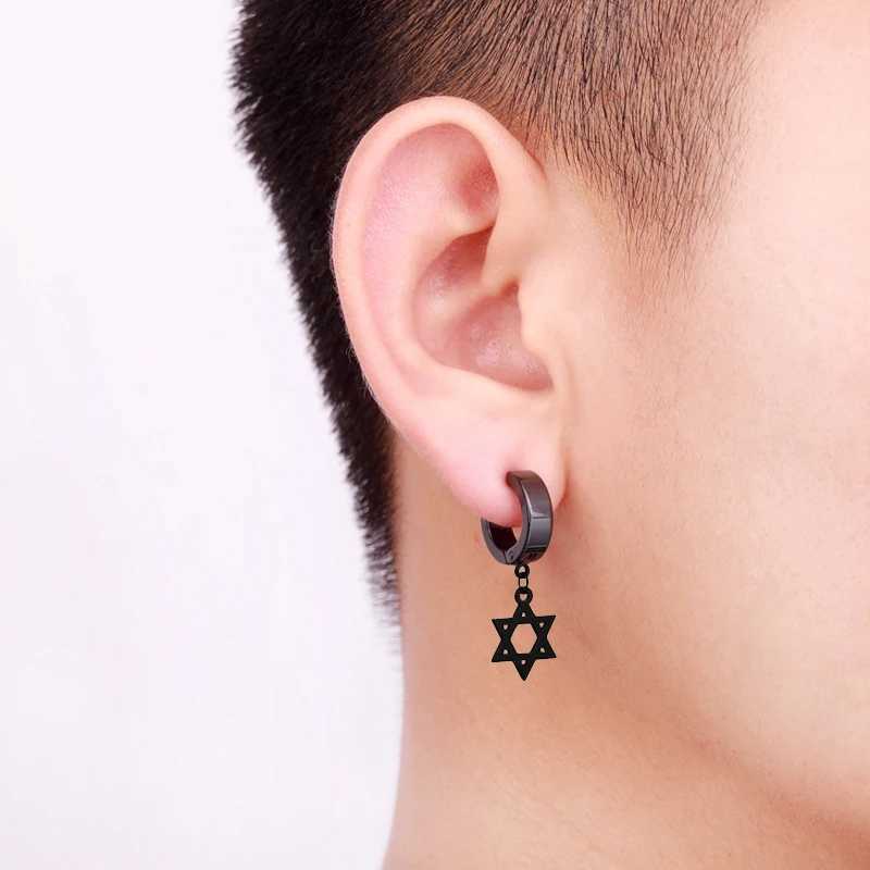 1 Piece Black Gothic Non Pierced Painless Ear Clip Earrings For Women Men Stainless Steel Fake Earrings Punk Pop Jewelry J251021