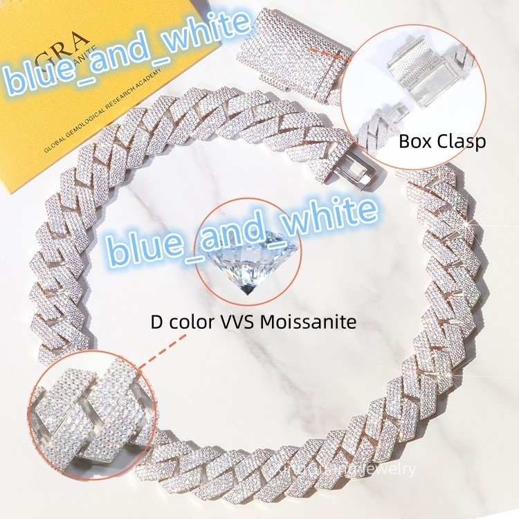 Luxury Jewelry Heavy Silver 20mm 4rows Gold Plated VVS Moissanite Diamond Cuban Chain Link for Hip Hop Jewelry